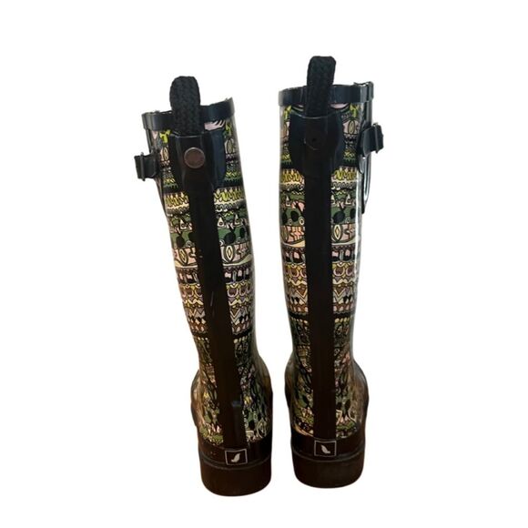 Sakroots Womens Size 7 Rhythm Knee High Bohemian All Over Print Rainboots - Picture 4 of 5